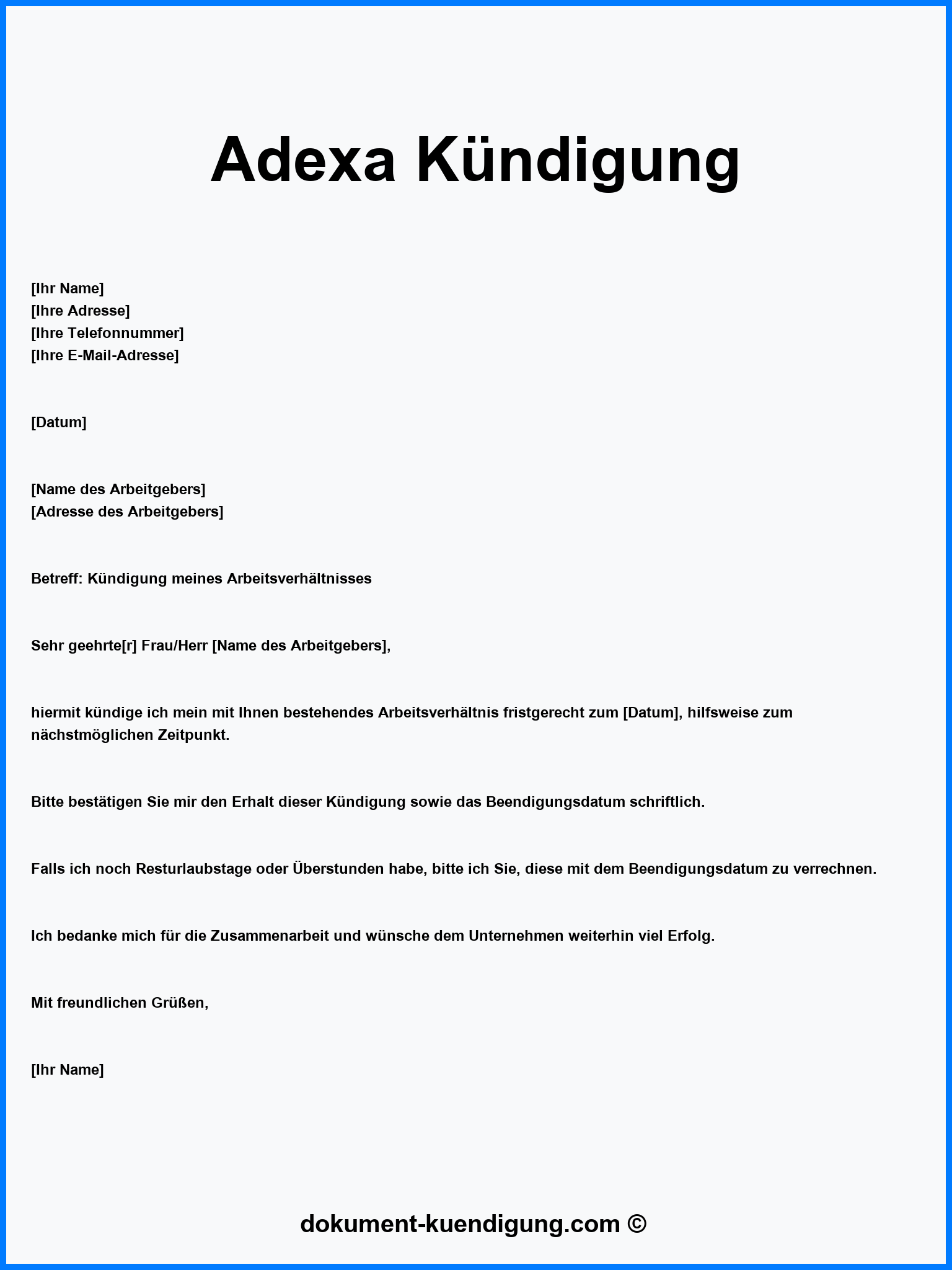 Adexa Kündigung Vorlage Muster