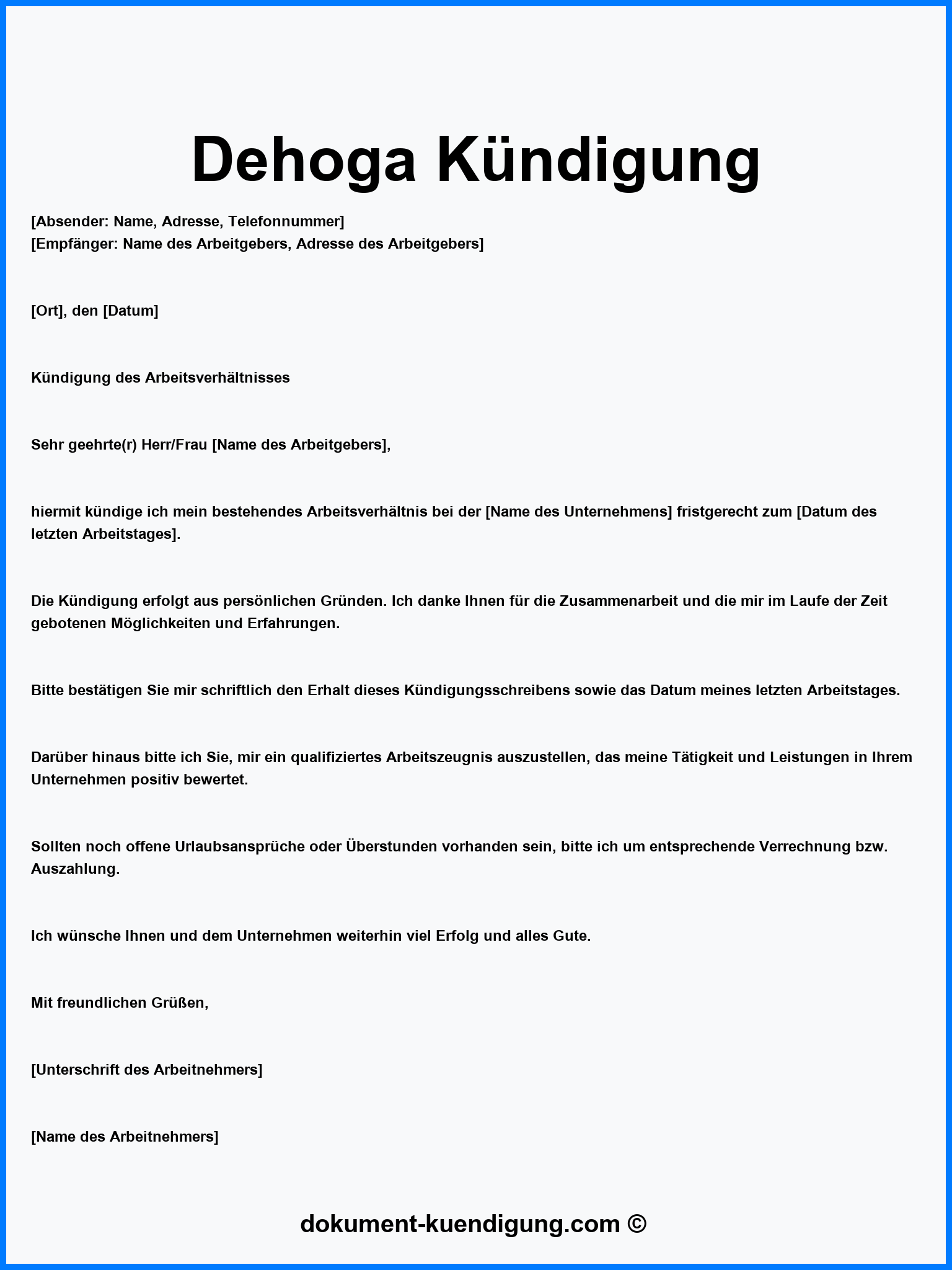 Dehoga Kündigung Vorlage Muster