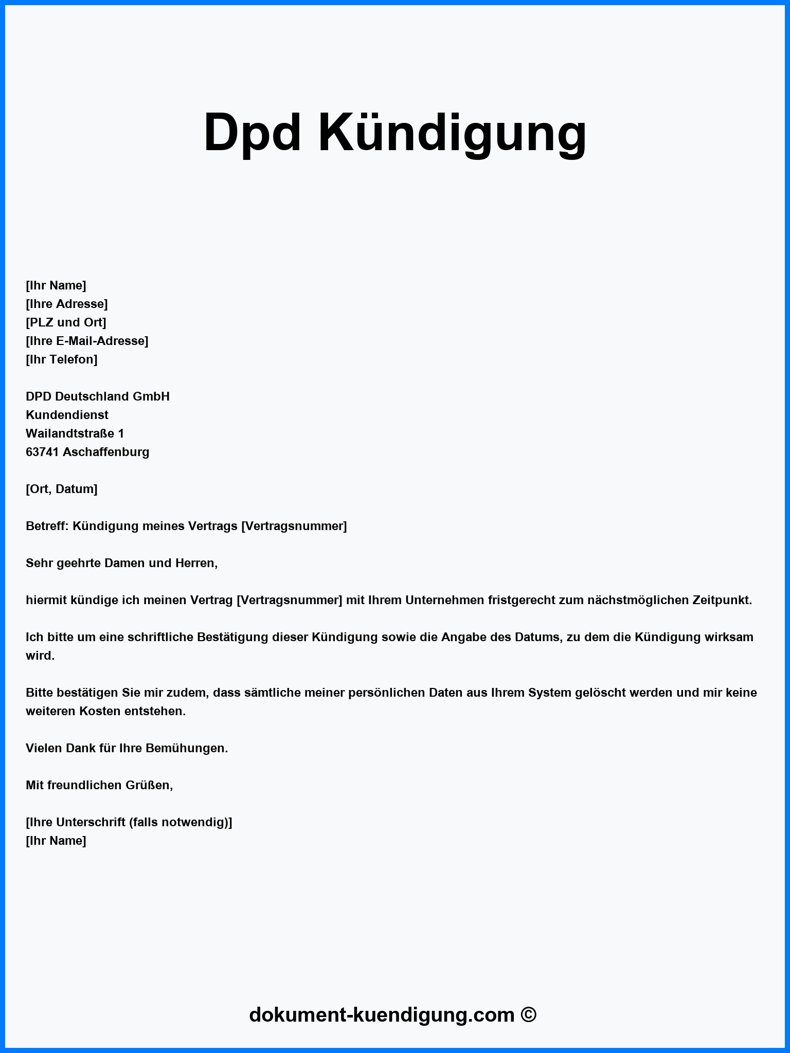 Dpd Kündigung Vorlage Muster