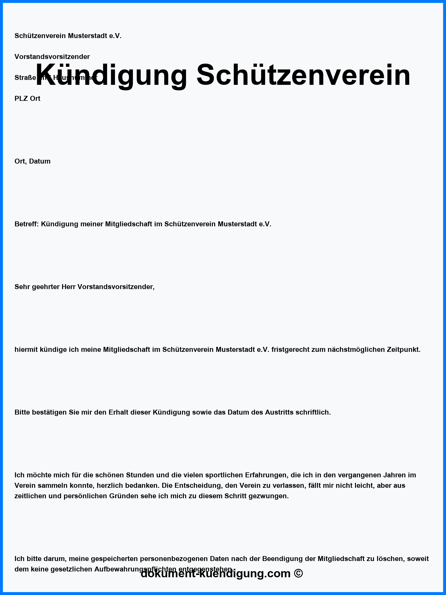 Kündigung Schützenverein Vorlage Muster