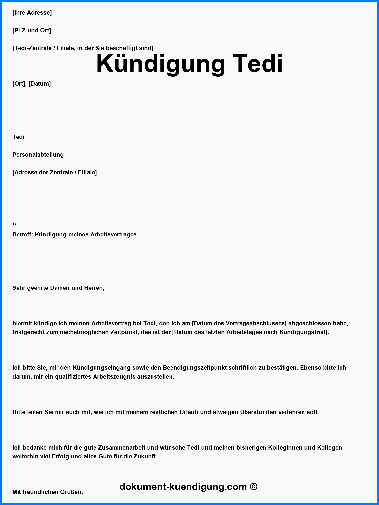 Kündigung Tedi Vorlage Muster