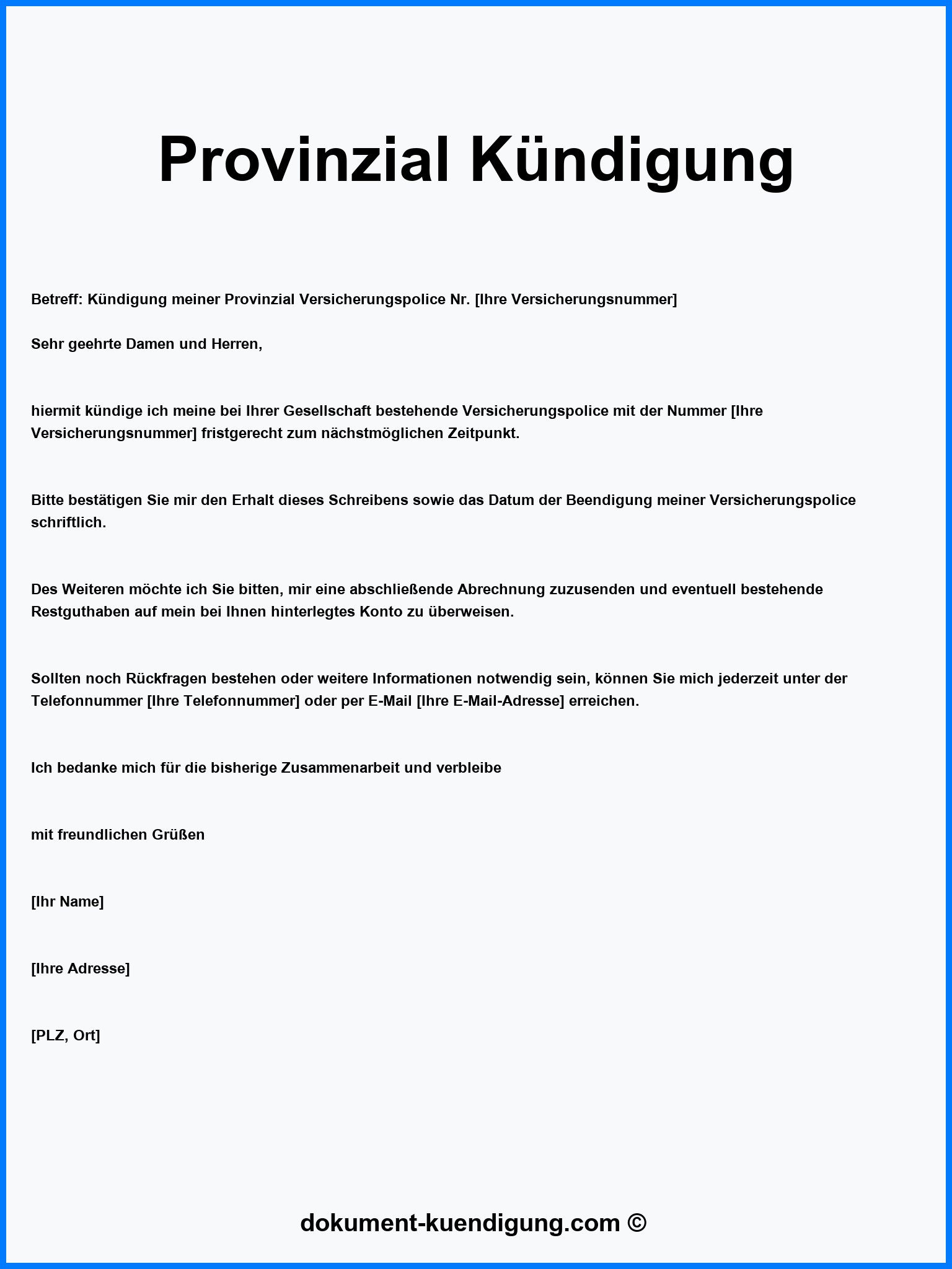 Provinzial Kündigung Muster Vorlage